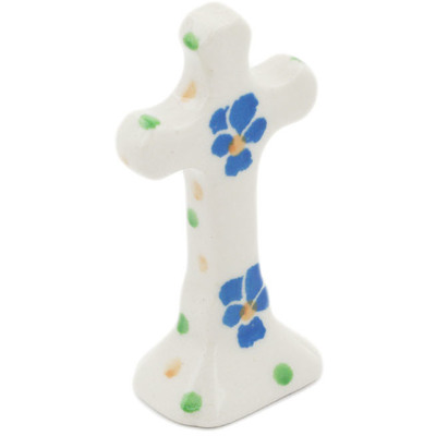 Polish Pottery Standing Cross 2&quot; Zesty Floral