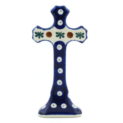 Polish Pottery Standing Cross 6&quot; Mosquito