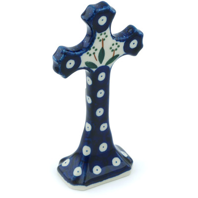 Polish Pottery Standing Cross 6&quot; Springing Daisies