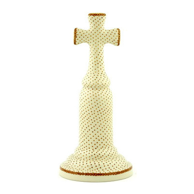 Polish Pottery Standing Cross 9&quot; Vanilla Bean UNIKAT