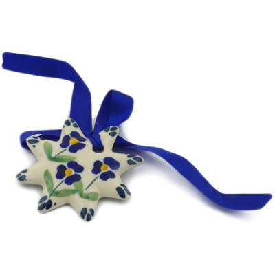 Polish Pottery Star Ornament 2&quot; Mariposa Lily