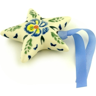 Polish Pottery Star Ornament 3&quot; Blue Boutiques