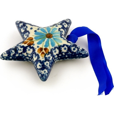 Polish Pottery Star Ornament 3&quot; UNIKAT