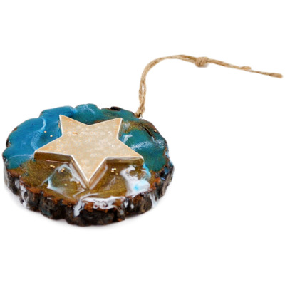 Polish Pottery Star Ornament 4&quot; Beach