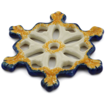 Polish Pottery Star Pendant 3&quot; Strong Yellow
