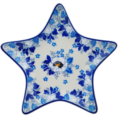 Polish Pottery Star Plate Blue Spring