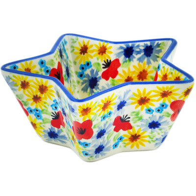 Polish Pottery Star Shaped Bowl 5&quot; Winter To Spring UNIKAT