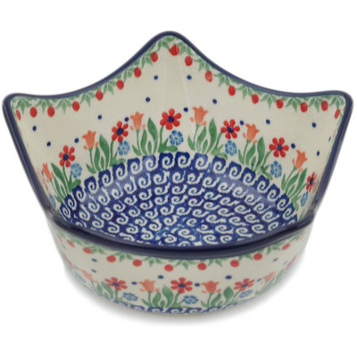 Polish Pottery Star Shaped Bowl 7&quot; Babcia&#039;s Garden