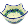 Polish Pottery Star Shaped Bowl 7&quot; Blue Bell Wreath