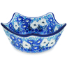 Polish Pottery Star Shaped Bowl 7&quot; Blue Wildflower Meadow UNIKAT