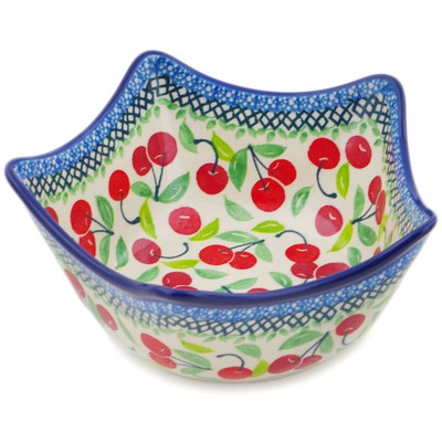 Polish Pottery Star Shaped Bowl 7&quot; Cherry Sweet