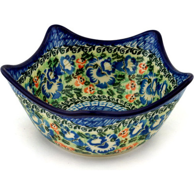 Polish Pottery Star Shaped Bowl 7&quot; Orchid Delight UNIKAT
