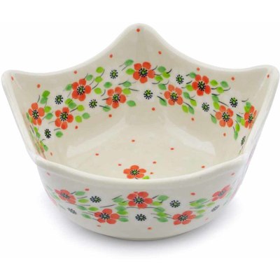 Polish Pottery Star Shaped Bowl 7&quot; Poppy Flower