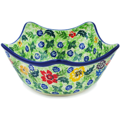 Polish Pottery Star Shaped Bowl 7&quot; Springing Into Life UNIKAT