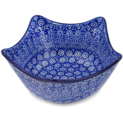 Polish Pottery Star Shaped Bowl 7&quot; Winter Frost