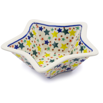 Polish Pottery Star Shaped Bowl 8&quot; Confetti Stars
