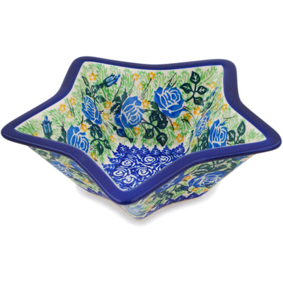 Polish Pottery Star Shaped Bowl 8&quot; English Rose UNIKAT