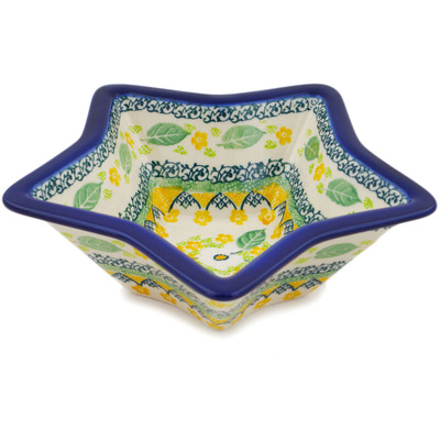 Polish Pottery Star Shaped Bowl 8&quot; Spring On The Branch UNIKAT