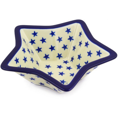 Polish Pottery Star Shaped Bowl 8&quot; Starburst Americana