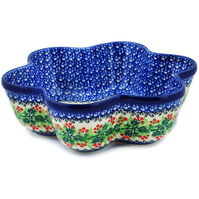 Polish Pottery Star Shaped Bowl 9&quot; Blooming Rowan