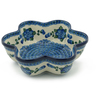 Polish Pottery Star Shaped Bowl 9&quot; Blue Poppies