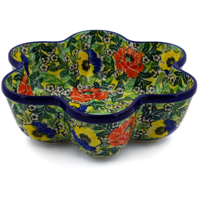 Polish Pottery Star Shaped Bowl 9&quot; Breathtaking UNIKAT