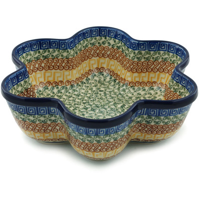 Polish Pottery Star Shaped Bowl 9&quot; Grecian Sea
