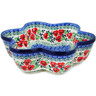 Polish Pottery Star Shaped Bowl 9&quot; Red Pansy