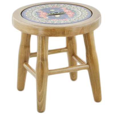 Polish Pottery Stool 12&quot; Aztec Flowers UNIKAT