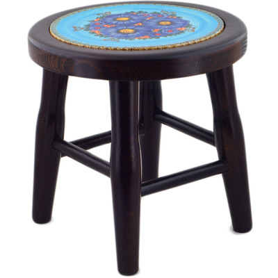 Polish Pottery Stool 12&quot; Blooming Beauties UNIKAT