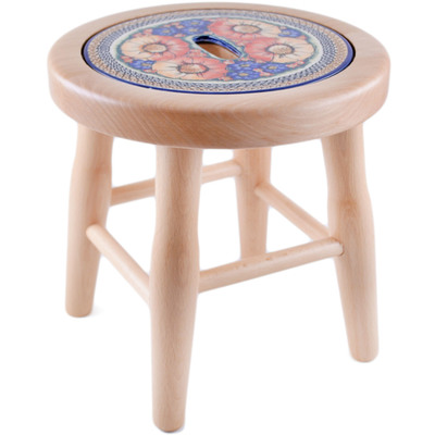 Polish Pottery Stool 12&quot; Bright Beauty UNIKAT