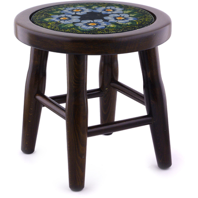 Polish Pottery Stool 12&quot; Midnight Glow UNIKAT