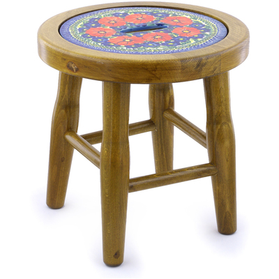 Polish Pottery Stool 12&quot; Red Star UNIKAT