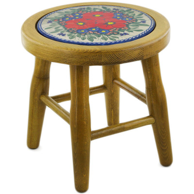 Polish Pottery Stool 12&quot; Spring Garden UNIKAT