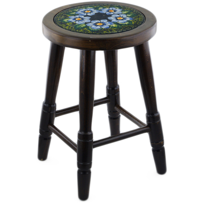 Polish Pottery Stool 18&quot; Midnight Glow UNIKAT