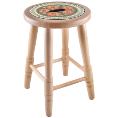 Polish Pottery Stool 18&quot; Poppy Passion UNIKAT