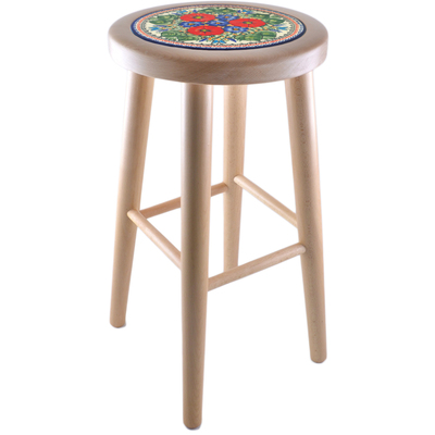 Polish Pottery Stool 24&quot; Butterfly Paradise UNIKAT