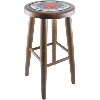 Polish Pottery Stool 24&quot; Spring Garden UNIKAT