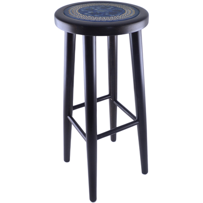 Polish Pottery Stool 29&quot; Midnight UNIKAT