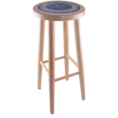 Polish Pottery Stool 29&quot; Midnight UNIKAT