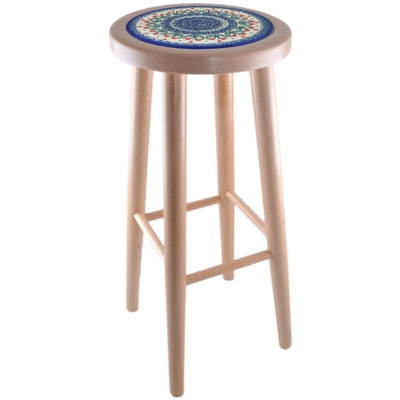 Polish Pottery Stool 29" Peach Spring Daisy UNIKAT