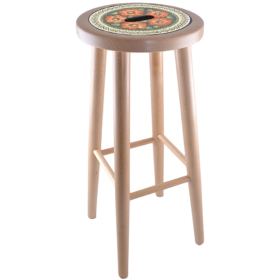 Polish Pottery Stool 29&quot; Poppy Passion UNIKAT