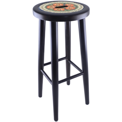 Polish Pottery Stool 29&quot; Poppy Passion UNIKAT