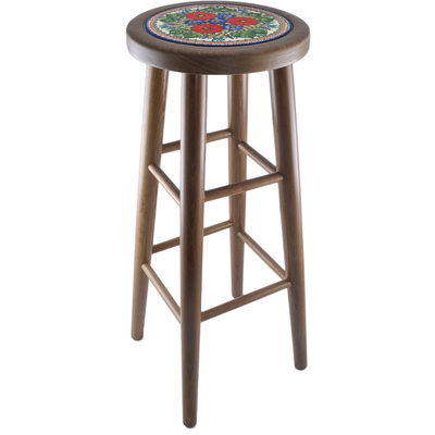 Polish Pottery Stool 32&quot; Butterfly Paradise UNIKAT