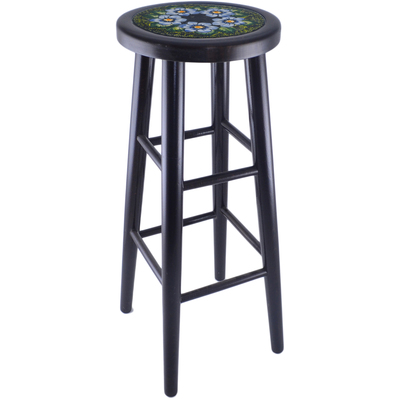 Polish Pottery Stool 32&quot; Midnight Glow UNIKAT