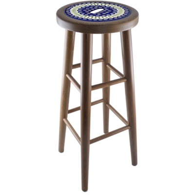 Polish Pottery Stool 32&quot; Peacock Leaves UNIKAT