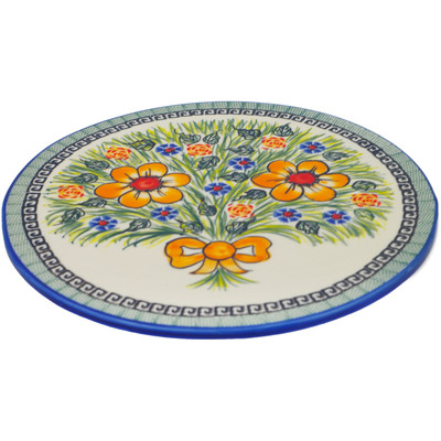 Polish Pottery Stool Insert 9&frac34;-inch Yellow Flower UNIKAT