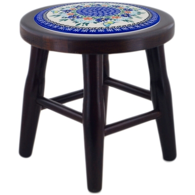 Polish Pottery Stool with Insert 12" Flutters In The Wind