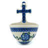Polish Pottery Stoup 5&quot; Blue Poppies