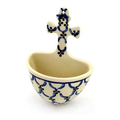 Polish Pottery Stoup 5&quot; Garden Lattice